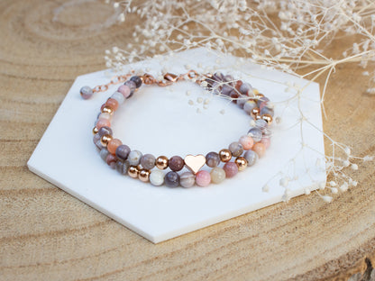 Bracelet Ella en agate abricot - éléments en rose gold filled