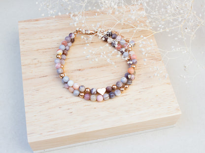 Bracelet Ella en agate abricot - éléments en rose gold filled